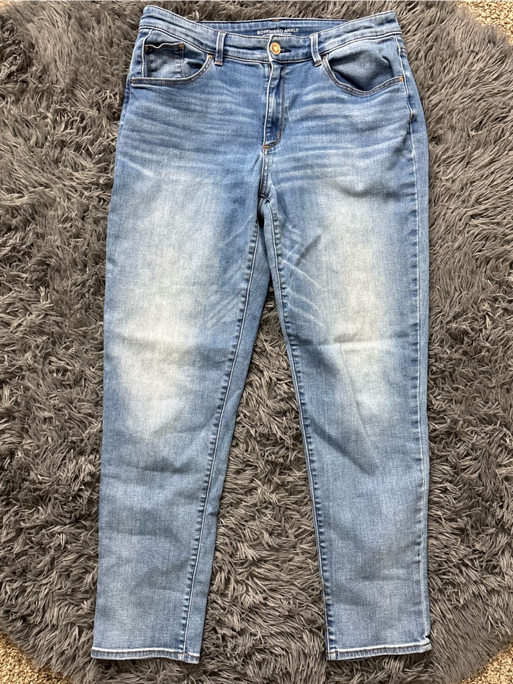 Chico's Light Blue Boyfriend Ankle Denim Jeans Woman 6R Relaxed Fit